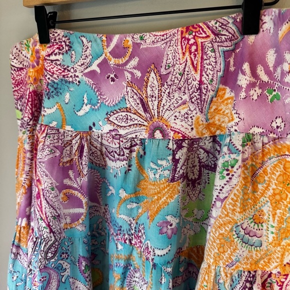 Lauren Ralph Lauren Linen Boho Tiered Ruffle Floral Colorful Maxi Skirt Size PL - Picture 3 of 6